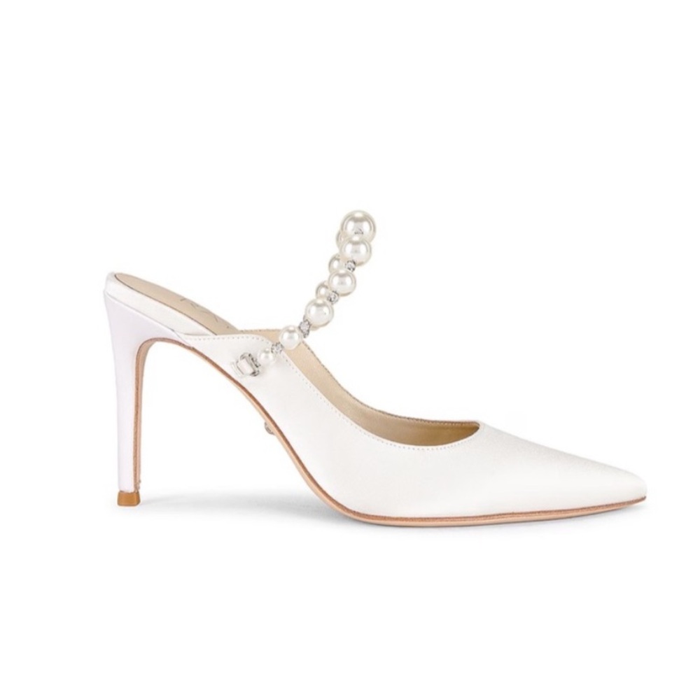 RAYE White Reception Heel Pearl Strap - Revolve - 9 - Like New